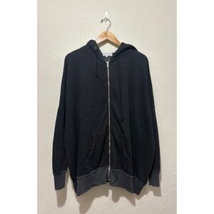 Wildfox charcoal oversized full-zip hooded sweatshirt (medium)